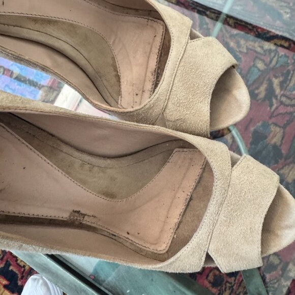 Herve Leger KELLIA Nude Lamb Suede Gold Prism Heel - Picture 2 of 12